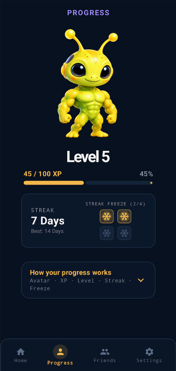 Zumo Step progress screen